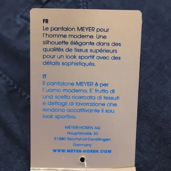 Meyer NWT Casual / Cargo Shorts Size 52 36 US Solid Blue Cotton Blend